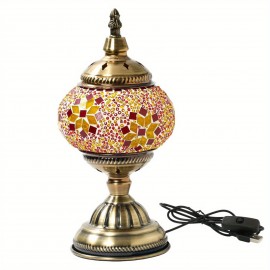 Handmade Moroccan Turkish Mosaic Table Lamp with - Glass Shade & Vintage Bronze Base - 3-Color Adjustable (/Green/Yellow) Arabic Lantern Light for Bedside, Living Room, Cafe - Bulb Included, Easy Assembly, Powder-Coated Finish, Large Table Lamp, Floor Lamps For Living Room, Table Lamp For Bedroom, Lamp Side Table, Turkish Lamp, Cordless Table Lamp, Bedside Table Lamp, Modern Table Lamp, Table Lamps For Living Room