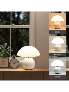 1pc Modern Elegant Touch-Control Metal Round Mushroom Table Lamp - Adjustable Color, Dimmable, USB Charging | Rechargeable Lithium Battery, Durable Plastic for Living Room, Bedroom, Study, Dining & Bar, Living Room Lamp, Sleek Metallic Finish