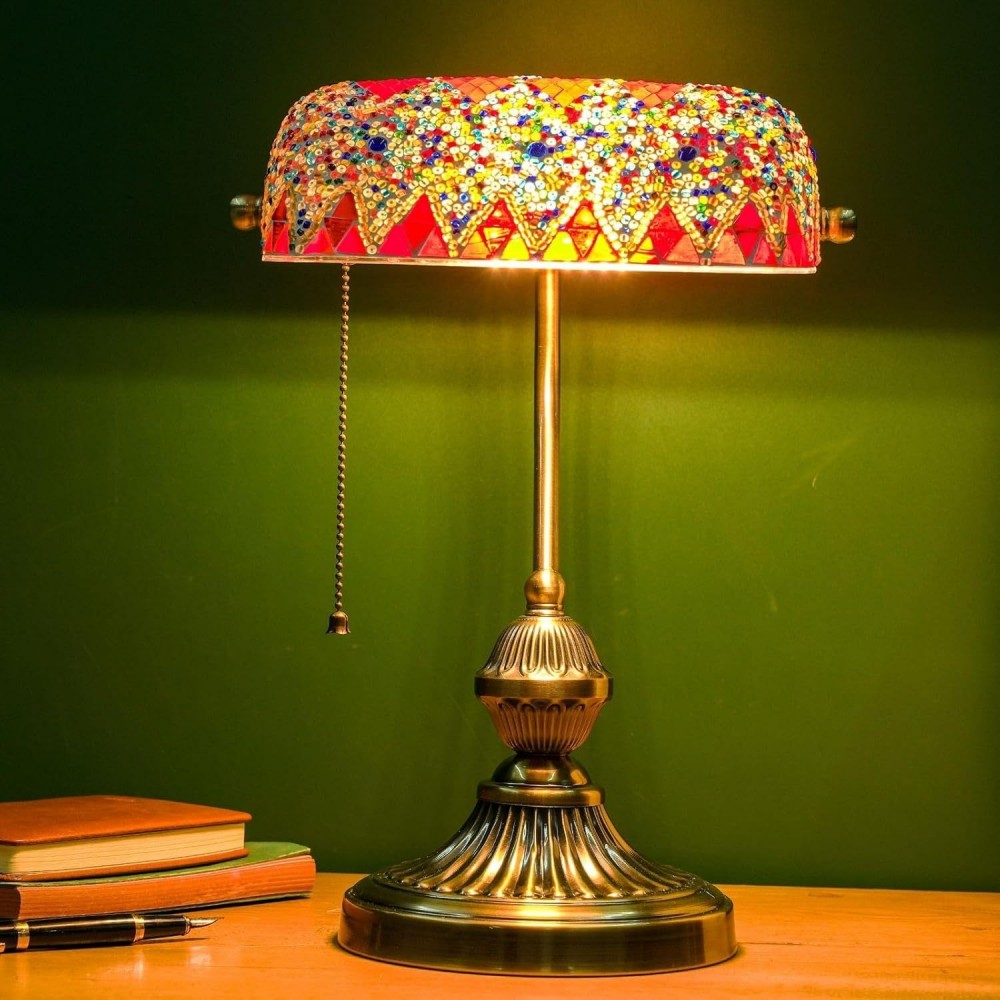 Retro Turkish Style Table Lamp - Handcrafted Colorful Mosaic Glass Lamp For Bedroom, Living Room, Office Desk Decor