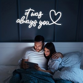 Customized Personalized LED Neon Light - Adjustable Brightness, 18-20 Inches Double Row, Special Love Design, USB-Powered Wall-Mounted Plastic Light for Anniversary, Wedding, Birthday, Valentine'S Day & Easter Decor, Neon Signs for Wall Decor