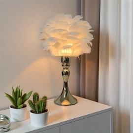 Modern Table Lamp with Golden Base - USB-Powered, Switch-On/Off, Bell-Shaped Shade, Polished Metal Base, Fabric Shade, Ideal for Bedroom & Living Room Decor, Bedroom Table Lamp | Modern Table Lamp | Usb Powered Lamp, Table Lamp For Living Room