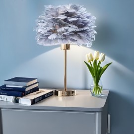 Gray Feather Artificial Table Lamp, Premium Gray Minimalist Warm Light Japanese Desk Lamp with Adjustable Brightness and Color Temperature for Multiple Scenes - USB Powered Bedside Romantic Home Ambiance Decor, Bedside Lamp, Lamps For Living Room, Table Lamps For Living Room, Lamps For Bedroom, Bedside Lamps, Bedside Lamps For Bedroom, Lamps For Living Room Table, Bedside Lamp For Bedroom, Table Lamps For Bedroom, Nightstand Lamps, Modern Lighting, Durable Construction,