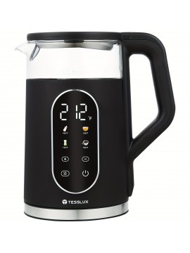 Electric Kettle, 1.7L/ 1500W Water Boiler Heater With Temperature Control, BPA-Free, 4 Preset Heating Programs, Glass Boiling Tea Maker, Black, Camping Must Haves, Kitchen Accessories