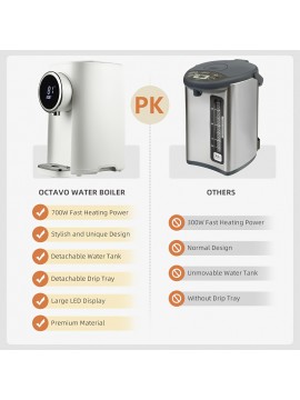 OCTAVO Water Boiler & Warmer 5 Liter, 304 Stainless Steel Water Tank, 700 Watt 6 Adjustable Water Temperature, LCD Touch Control Screen, Child Lock with Water Shortage Indicator, Kitchen Essential, Home Appliance, Sleek Appliance, Compact Boiler, Rustresistant, Highquality Materials, Adjustable Temperature, Small Families, Tea Drinkers