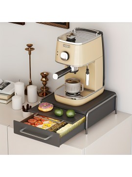 Large Capacity Coffee Pod Holder with Pull-Out Drawer - Sleek Carbon Steel, Ideal for Home, Office, or Café - Modern Design in Black/White, Perfect for Coffee Bar & Machine Storage, Coffee Bar Cabinet