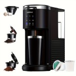 3 In 1 Single Serve Coffee Maker For K Cup Pods & Ground Coffee & Teas, 6 To 14oz Brew Sizes, With 40oz Removable Water Reservoir, Self-cleaning Function.