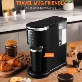 3 In 1 Single Serve Coffee Maker For K Cup Pods & Ground Coffee & Teas, 6 To 14oz Brew Sizes, With 40oz Removable Water Reservoir, Self-cleaning Function.