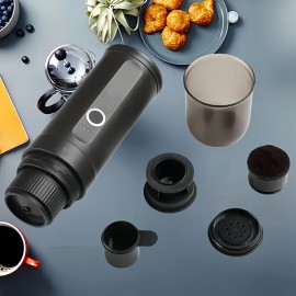 Portable Espresso Machine, Car-mounted Coffee Maker with Type-C Port, Self-heating, Hot/cold Brewing, Compatible with Ground Coffee And Coffee Pods, Ideal for RVs, Hiking, And Office Use., Portable Coffee Maker For Travel, Espresso Machine With Grinder, Portable Espresso Coffee Machine, Espresso Portatif, Travel Coffee Maker, Coffee Maker Portable, Portable Coffee Maker  Small Coffee Maker, Travel Coffee Machine, Rv Coffee Brewer, Sleek Portable Design,