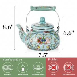 2. 6 Quart Floral Enamel Tea Kettle Vintage Enameled Teapot Stovetop Enamel on Steel Water Coffee Tea Pot with Ceramic Handle Colorful Hot Water Kettle for Home Kitchen Decor No Whistling, Kettle For Boiling Water, Whistling Kettle, Tea Pot With Infuser And Lid, Coffee Pot, Tea Pot With Strainer, Teapot With Infuser, Teapots For Tea, Whistle Kettle, Teapot With Infuser And Lid, Christmas Teapots, Stove Top Kettle For Boiling Water, English Teapot, Induction Kettle, Small