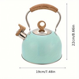 Scandinavian minimalist modern aesthetics perfectly combined with practical functionality, 3L blue spray-painted kettle compatible with induction cooktops and gas stoves, semi-spherical flat bottom structure ensures even heating, significant energy-saving effect, easy to clean and durable, suitable for all stovetops, perfect teapot for homes, bars, milk tea shops, no need for frequent boiling