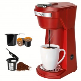 Single Coffee Maker 2in 1 for K Cup Pods & Ground Coffee 3 Color 6-14oz Drip Coffee Machine,  Modern Coffee Brewer, Compact Design, Highquality Materials, Multicup Brewer, Office Workers, Coffee Lovers