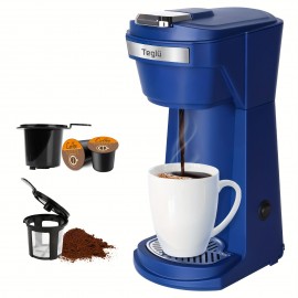 Single Coffee Maker 2in 1 for K Cup Pods & Ground Coffee 3 Color 6-14oz Drip Coffee Machine,  Modern Coffee Brewer, Compact Design, Highquality Materials, Multicup Brewer, Office Workers, Coffee Lovers