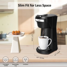 Single Coffee Maker 2in 1 for K Cup Pods & Ground Coffee 3 Color 6-14oz Drip Coffee Machine,  Modern Coffee Brewer, Compact Design, Highquality Materials, Multicup Brewer, Office Workers, Coffee Lovers