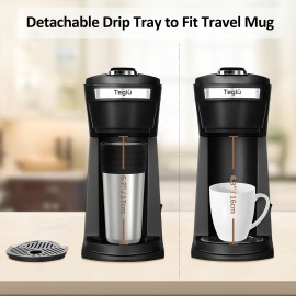 Single Coffee Maker 2in 1 for K Cup Pods & Ground Coffee 3 Color 6-14oz Drip Coffee Machine,  Modern Coffee Brewer, Compact Design, Highquality Materials, Multicup Brewer, Office Workers, Coffee Lovers