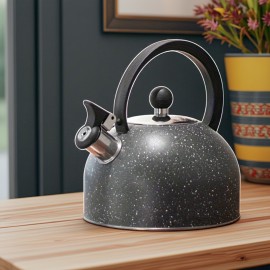 [Stainless Steel Tea Kettle] Stainless Steel Tea Kettle with Black Spotted Design - 2.5L, Perfect for Home, Kitchen, Coffee Shops, and Afternoon Tea - Compatible with All Stoves, Ideal for Brewing Tea, Milk, and Coffee