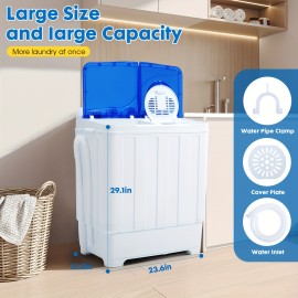 Portable Washing Machine Twin Tub - 28lbs Compact Washer(18lbs) And Dryer(10lbs) Combo with Drain Pump - Mini Laundry Machine for Apartments, Dorms, RVs, And Camping, Small Space Appliance, Lightweight Washerdryer, Spacesaving Design, Reliable
