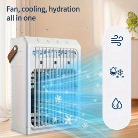 1pc Portable water-cooled Air Conditioners Fan, fast cooling, three wind adjustable, built-in 7-color ambient light, atomized humidification, compact and convenient, suitable for home, office, outdoor, travel.