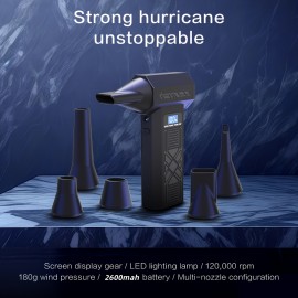 Multifunctional Portable Cooling Fan, High-Speed Turbojet Fan - 4-Speed Adjustable, Includes multiple accessories, digital battery indicator, USB-C Rechargeable - Suitable for Personal Cooling, Car Snow Removal, Dust Blowing, and Vehicle Cleaning., Fan with Cooling Effect, Rechargeable Handheld Fan, Waist Cooling Fan, Compact Design, Efficient Airflow, Durable Construction, Outdoor Enthusiasts, Office Workers