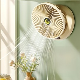 Portable USB Rechargeable Desktop Fan with Adjustable Wind Speed & 3-Speed Adjustable Fan - Wall-Mountable for Home, Office, Kitchen, Bathroom, Outdoor Camping - Sleek White & Black Design, Versatile Airflow, Modern Aesthetic, Durable Construction