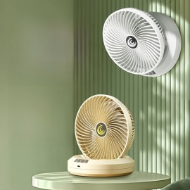 Portable USB Rechargeable Desktop Fan with Adjustable Wind Speed & 3-Speed Adjustable Fan - Wall-Mountable for Home, Office, Kitchen, Bathroom, Outdoor Camping - Sleek White & Black Design, Versatile Airflow, Modern Aesthetic, Durable Construction