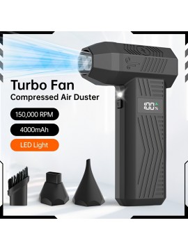 Turbo Fan, Compressed Air Duster, Violent Fan - 150000RPM Electric Air Duster for Cleaning Keyboard&PC 4 Gears Adjustable Rechargeable Cordless Jet Dry Blower Air Blower for Car and Home