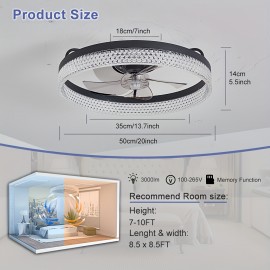 20 Inch Modern Low-Ceiling Fan with Light & Remote Control - 6-Speed Quiet Ceiling Fan, Dimmable Light (CRI >80), Wide Voltage (85-265V), Hardwired/Plug-in, Crystal-like Accent for Bedroom, Living Room, White/Light Color -, Ceiling Fan Light, Fan Light Ceiling, Ceiling Fan Light With Remote, Ceiling Light, Light Fan Ceiling, Ceiling Light With Fan, Fan Ceiling Light, Celling Light Fan, Ceiling Light Fan, Cieling Light Fan, Large Ceiling Fan Light, Light With Fan Ceiling,