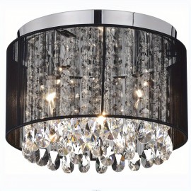 Modern Pink Crystal Chandelier – Elegant Flush Mount Ceiling Fixture with Adjustable Height, Perfect for Living Room, Bedroom, Kitchen & Bathroom, E14 Base (Bulbs Not Included)
