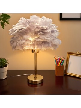 Gray Feather Artificial Table Lamp, Premium Gray Minimalist Warm Light Japanese Desk Lamp with Adjustable Brightness and Color Temperature for Multiple Scenes - USB Powered Bedside Romantic Home Ambiance Decor, Bedside Lamp, Lamps For Living Room, Table Lamps For Living Room, Lamps For Bedroom, Bedside Lamps, Bedside Lamps For Bedroom, Lamps For Living Room Table, Bedside Lamp For Bedroom, Table Lamps For Bedroom, Nightstand Lamps, Modern Lighting, Durable Construction,
